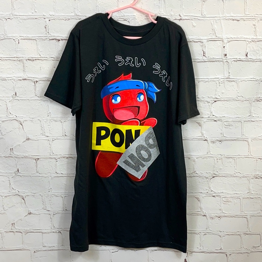 Ninja Pon Pon Black Kids T-shirt Size 18 Kids Large